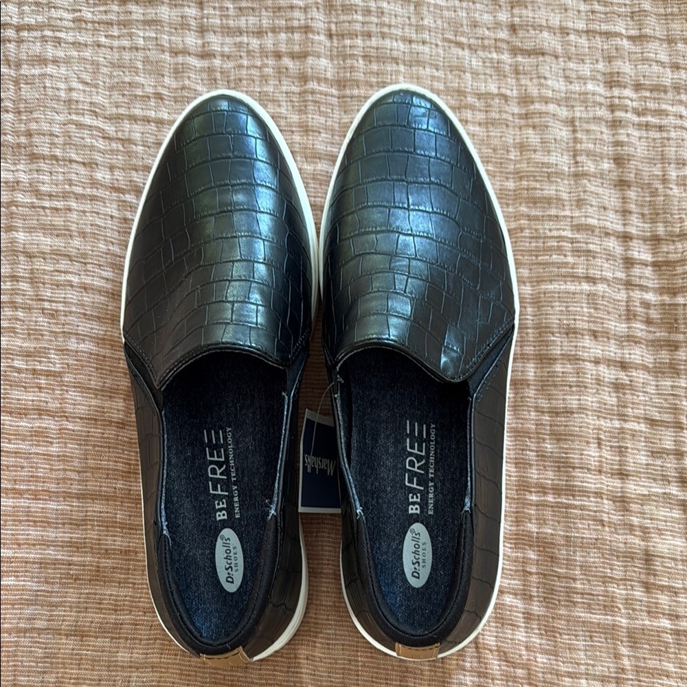 Black Croc-Embossed Slip-On Sneakers